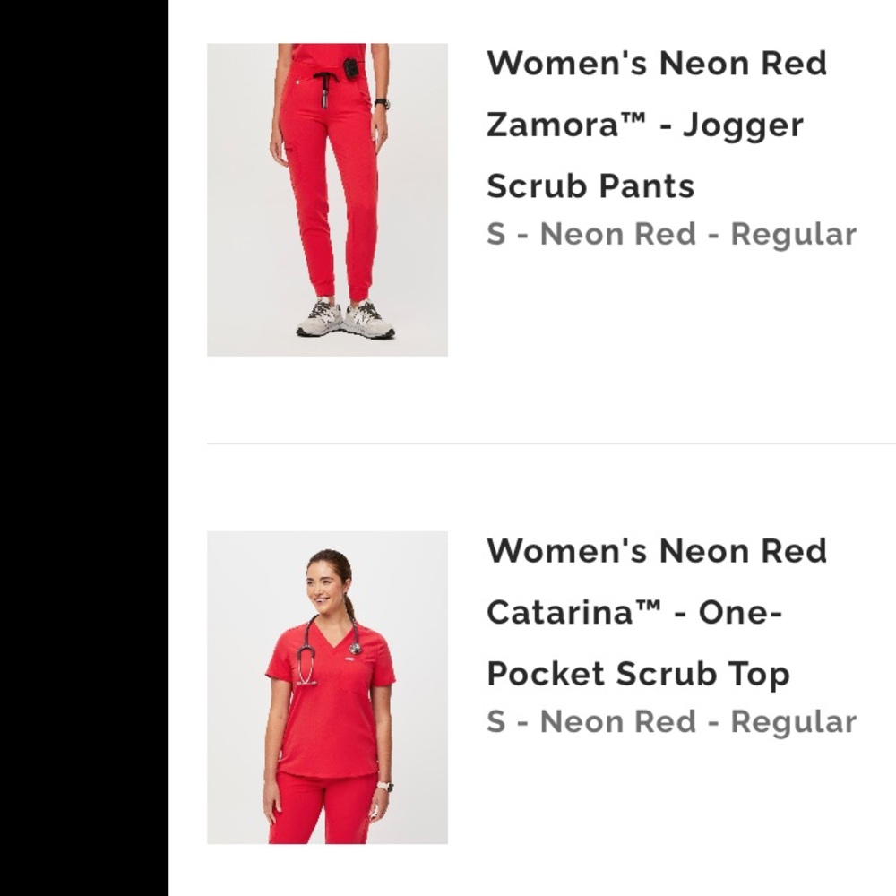 Figs S  Neon Red Zamora Jogger Scrub Pants & Catarina One-Pocket Scrub Top